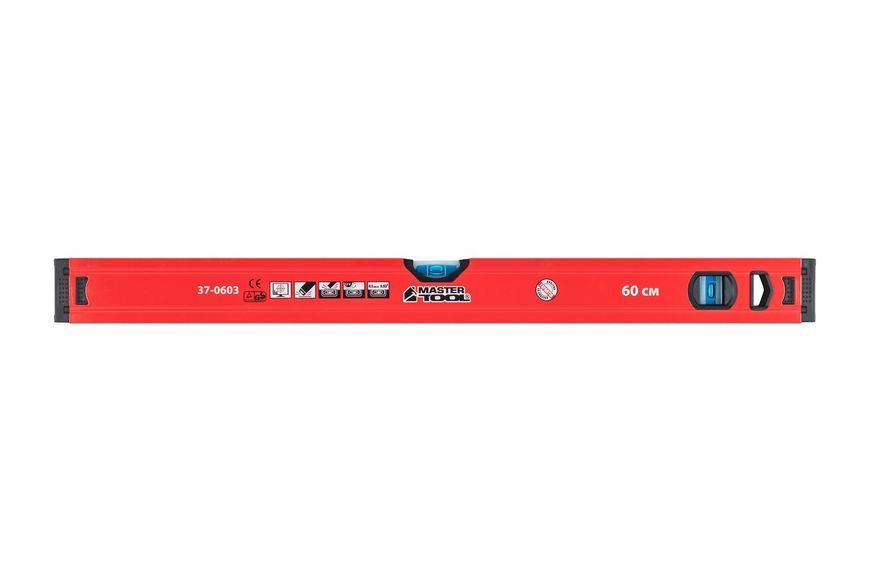 Рівень будівельний MASTERTOOL ПРОФІ 60 см, 2 капсули, фрезерована поверхня, жолоб для труб, точність 0,5 мм/м (0,03&deg;) 37-0603 26615 фото