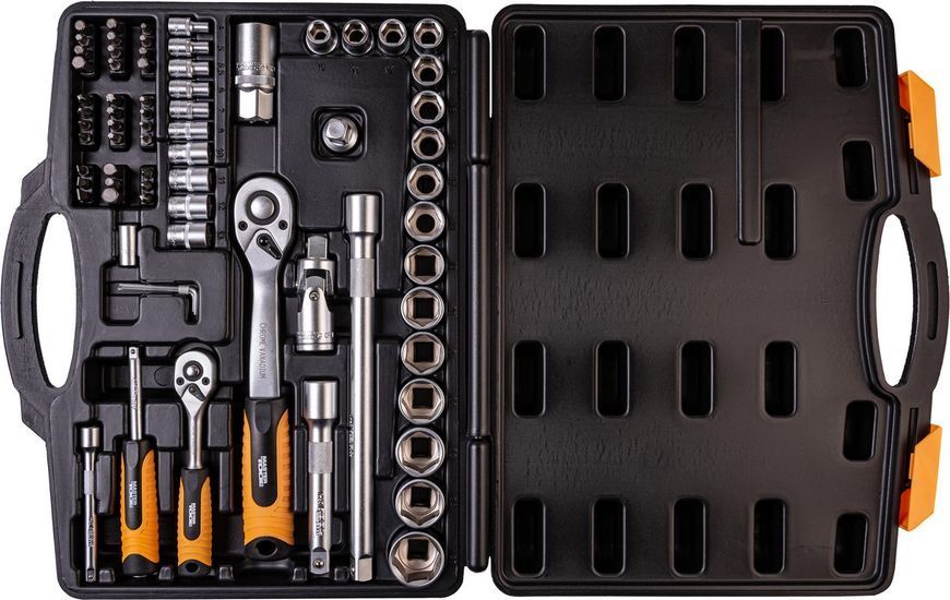 Набір інструментів MASTERTOOL PROFI &frac14;"&&frac12;" 72 шт 4-13 мм 10-27 мм CrV50BV30 протиударний кейс 78-5072-PF 29099 фото