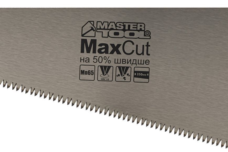 Ножівка столярна MASTERTOOL 7TPI MAX CUT 350 мм загартований зуб 3-D заточування поліроване 14-2035 31085 фото