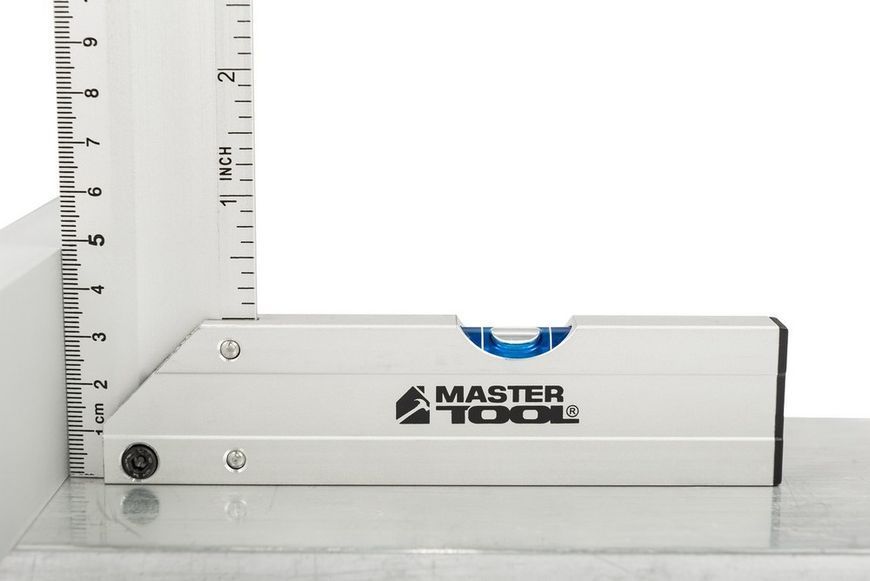 Кутник будівельний алюмінієвий MASTERTOOL 300 мм ручка Al з капсулою 0,5 мм/1м 30-4300 30294 фото