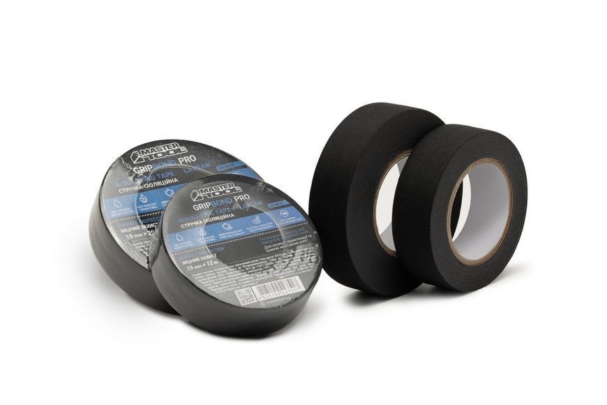 Стрічка ізоляційна MASTERTOOL GripBond Pro Lavsan текстильна 19 мм&times;20 м чорна 44-9620 34940 фото