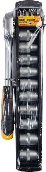 Набір головок торцевих 6-гранних MASTERTOOL &frac12;" 8-19 мм з тріскачкою 72 зубці CrV 11 шт 78-1311 29264 фото