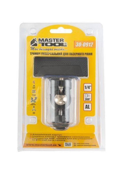 Тримач для лазерного рівня MASTERTOOL універсальний Al 360&deg; &frac14;" 30-0912 32332 фото