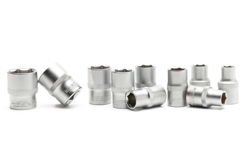 Набір головок торцевих 6-гранних MASTERTOOL &frac12;" 10-24 мм L 40 мм CrV 10 шт 78-1211 27545 фото