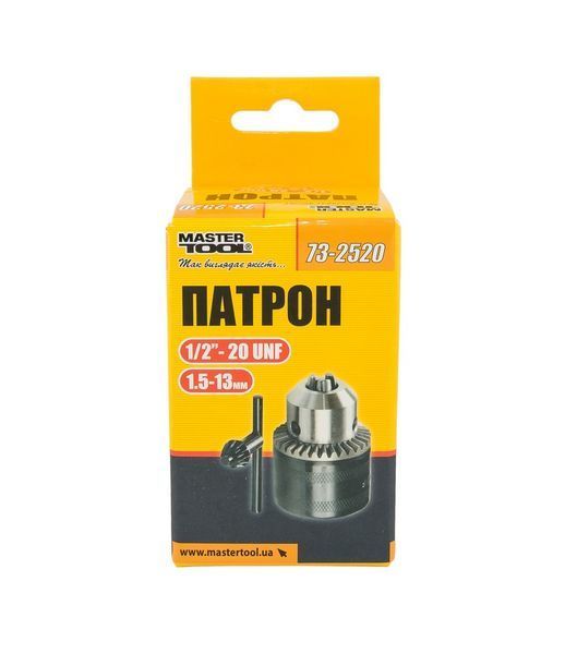 Патрон для дриля MASTERTOOL з ключем &frac12;"-20 UNF 1.5-13 мм 73-2520 27979 фото