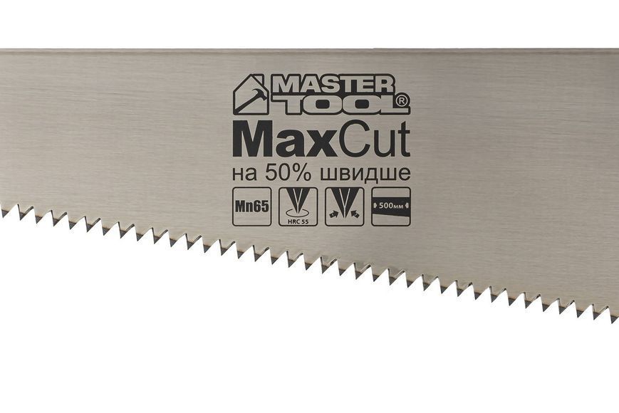 Ножівка столярна MASTERTOOL 4TPI MAX CUT 500 мм загартований зуб 2-D заточування поліроване 14-2650 26543 фото