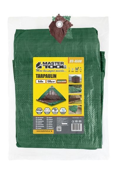 Тент універсальний MASTERTOOL TARPAULIN 6 &times; 8 м двосторонній 130 г/м&sup2; Green/Brown 89-4608 33000 фото