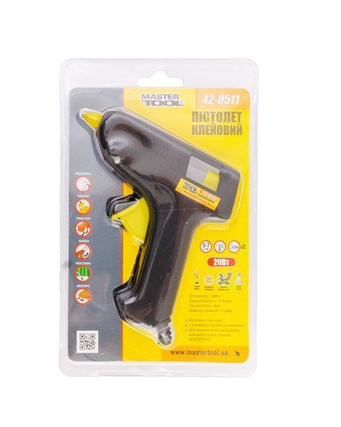 Пистолет клеевой MASTERTOOL &Oslash; 7,2 мм 20Вт/220В/50Гц 5-7 г/мин 42-0511 27797 фото