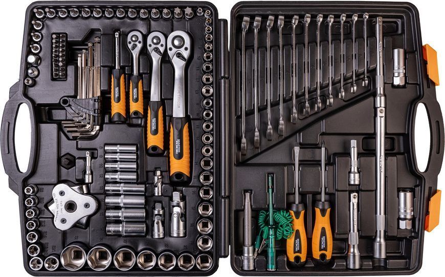 Набір інструментів MASTERTOOL PROFI &frac14;"&⅜"&&frac12;"&TORX 121 шт 4-13 мм 9-19 мм 20-32 мм Е8-Е20 CrV50BV30 протиударний кейс 78-5121 27434 фото
