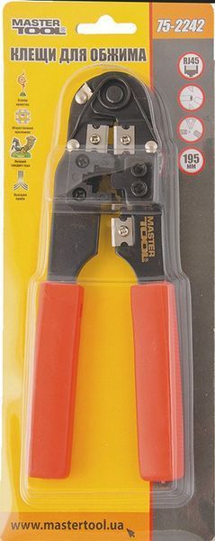 Кліщі для обтиску роз&rsquo;ємів MASTERTOOL RJ45 (витая пара), 195 мм 75-2242 26107 фото
