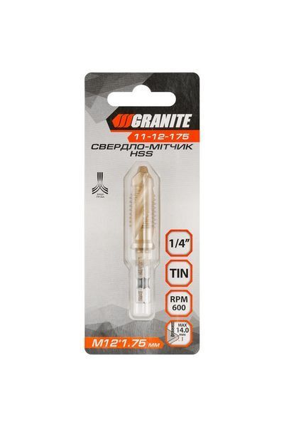 Свердло-мітчик GRANITE HSS M12х1.75 мм DIN338 11-12-175 32312 фото