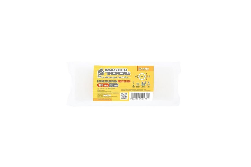 Валик малярський MASTERTOOL Moltopren 100&times;36&times;10 мм &Oslash; 6 мм 92-8113 25920 фото