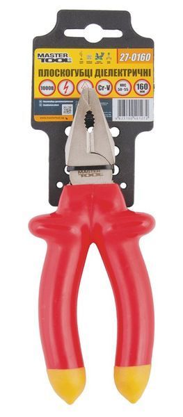 Плоскогубці діелектричні MASTERTOOL 160 мм CrV6150/HRC 50~55 27-0160 26945 фото