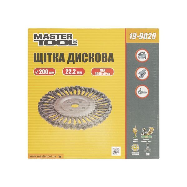Щітка дискова MASTERTOOL з плетеного дроту &Oslash; 200х22.2 мм 19-9020 27521 фото