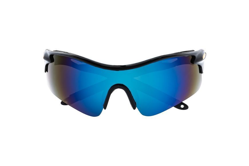 Окуляри відкриті MASTERTOOL SPORTLINE BLUE MIRROR панорамна лінза напівоправа протиковзкі дужки 82-0011 31729 фото