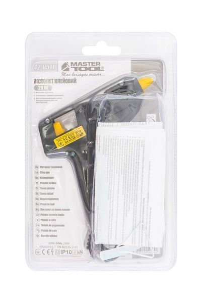 Пістолет клейовий MASTERTOOL &Oslash; 7.2 мм 20 Вт/220 В/50 Гц 5-7 г/хв 42-0511 35286 фото