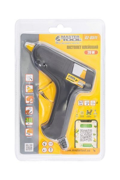 Пістолет клейовий MASTERTOOL &Oslash; 7.2 мм 20 Вт/220 В/50 Гц 5-7 г/хв 42-0511 35286 фото