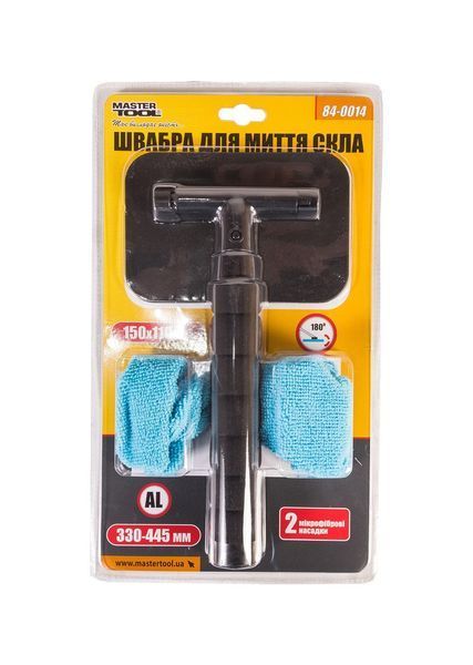 Швабра для миття скла автомобільна MASTERTOOL 110х150 мм з телескопічною ручкою 330-445 мм насадка мікрофібра 84-0014 29201 фото