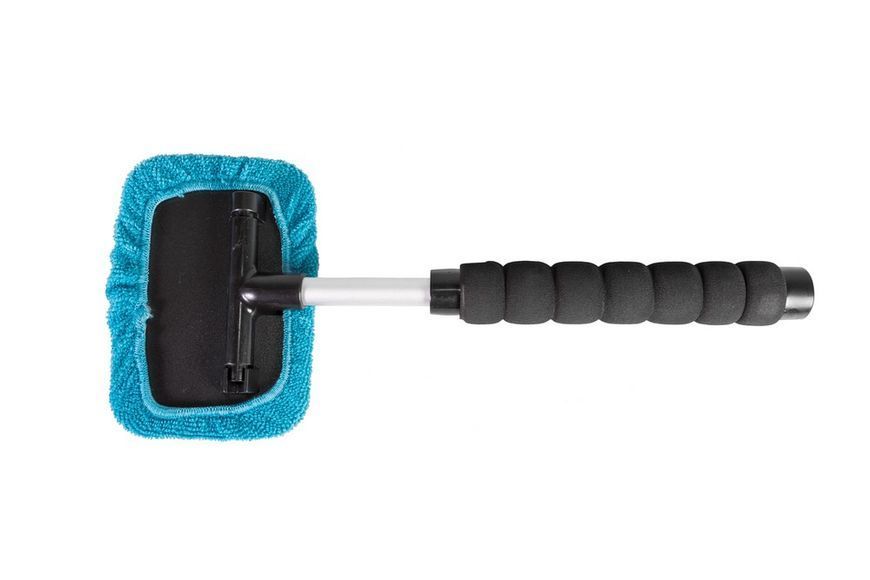 Швабра для миття скла автомобільна MASTERTOOL 110х150 мм з телескопічною ручкою 330-445 мм насадка мікрофібра 84-0014 29201 фото