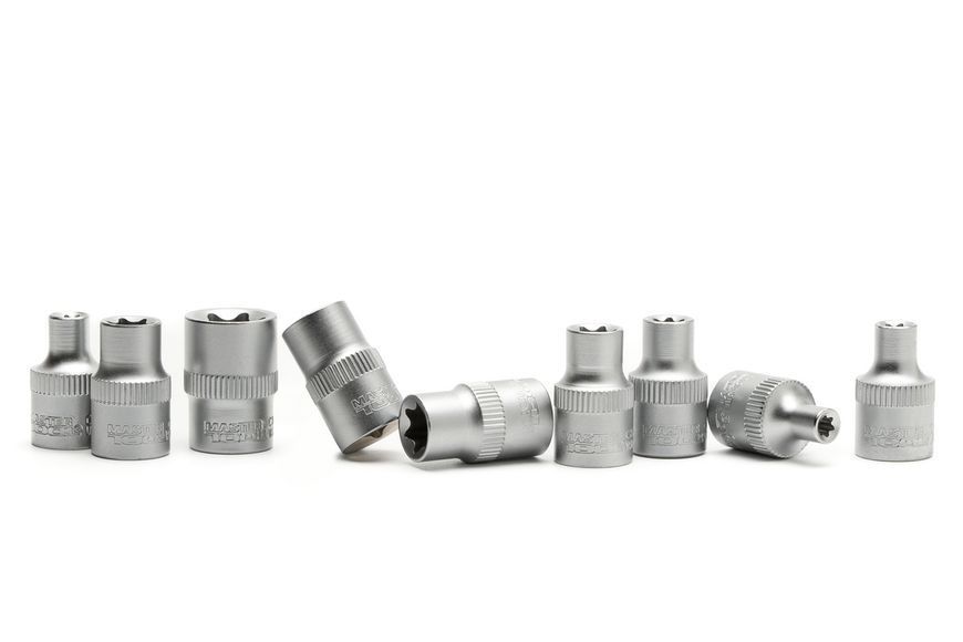 Набір головок торцевих E-TORX MASTERTOOL ⅜" E5-E16 CrV 9 шт 78-3809 33122 фото
