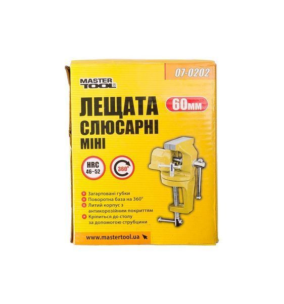 Лещата слюсарні поворотні MASTERTOOL 60 мм кріплення на струбціні 07-0202 27646 фото