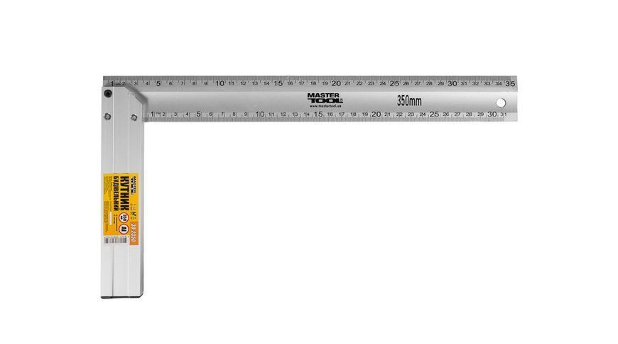 Кутник будівельний алюмінієвий MASTERTOOL 350 мм ручка Al 30-2350 24681 фото