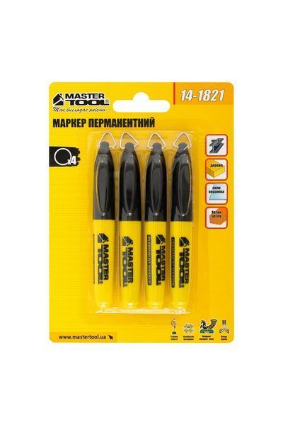 Маркер перманентний MASTERTOOL набір 4 шт чорний 14-1821 29277 фото