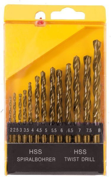 Набір свердл для металу MASTERTOOL 13 шт HSS ТИТАН 2-8 мм plastic box 11-0413 28112 фото