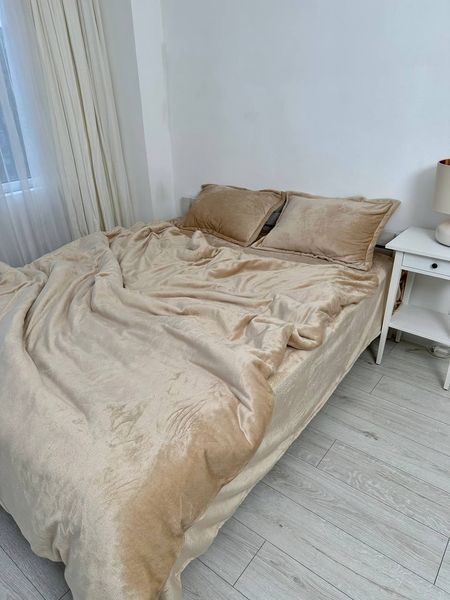 Двоспальний Євро комплект Dushka Cozy Bej Мікрофібра Плюш 51171 фото