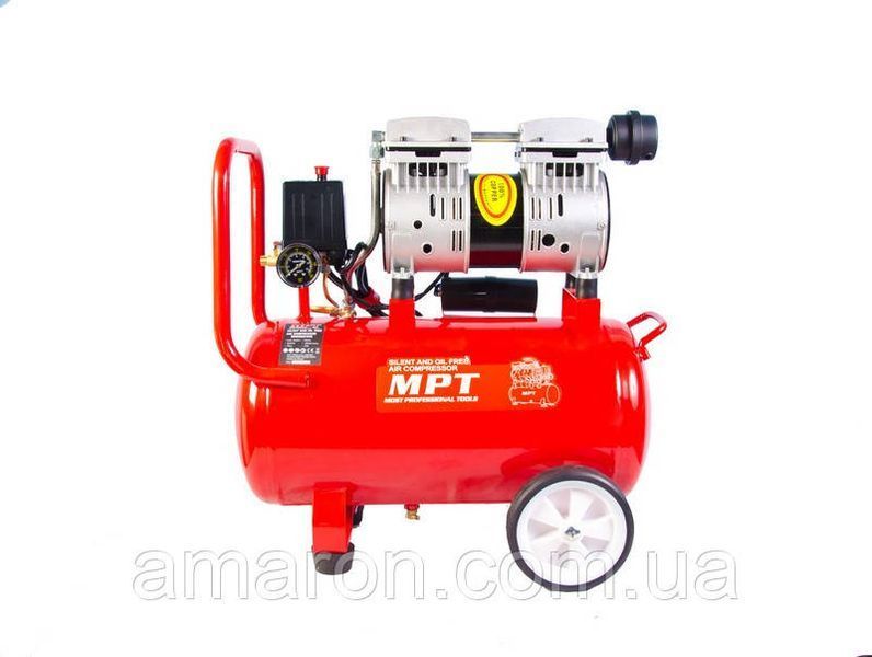 Компрессор бесшумный MPT PROFI OIL FREE 24 л 800 Вт 1450 об/мин 7 атм медная обмотка MAC80243S 1384 фото