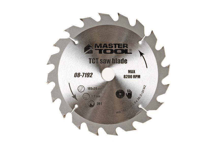 Диск пильний для дерева MASTERTOOL з твердосплавними напайками 185&times;20&times;20T адаптер 20-16 08-7192 24325 фото