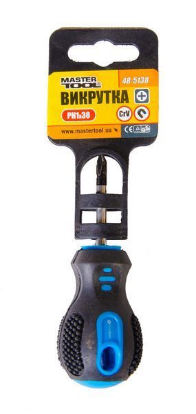 Викрутка хрестова магнітна MASTERTOOL PH1х38 мм ручка з TPR покриттям 48-5138 28131 фото