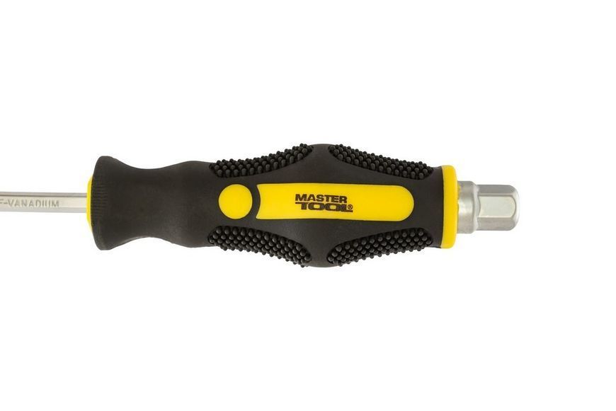 Викрутка ударна шліцева магнітна MASTERTOOL EXTERNAL HEX SL5х75 мм ручка з TPR покриттям 49-6575 31712 фото