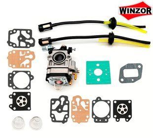 Карбюратор бензокосы WINZOR + прокладки + 2 ремкомплекта + 2 бензошланга + 2 подкачки 1135 фото