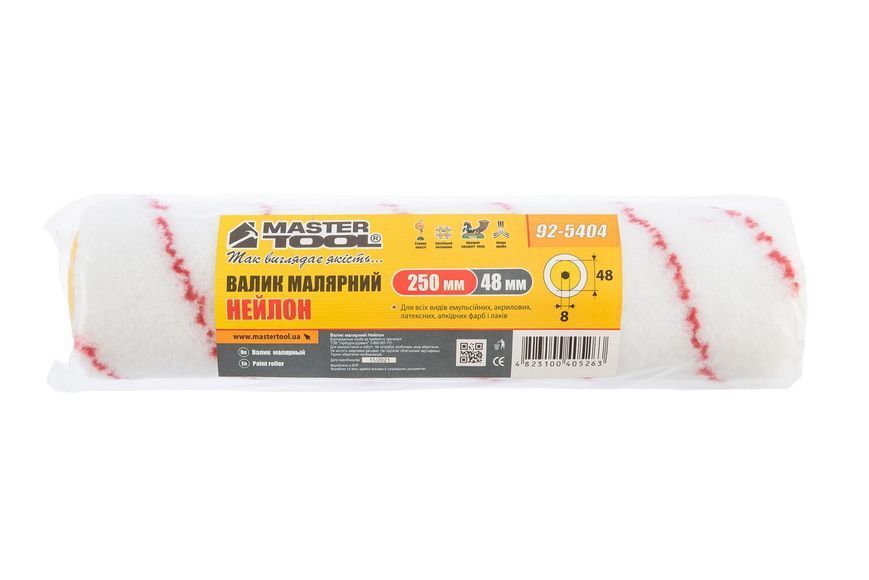 Валик малярський MASTERTOOL Nylon 250 x 48 x 9 мм, &Oslash; 8 мм 92-5404 26204 фото