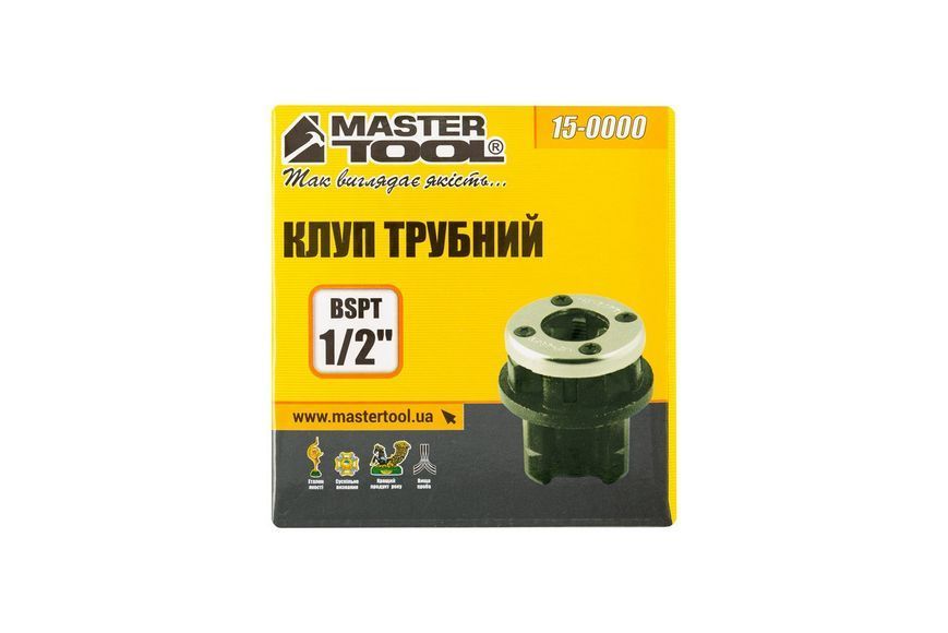 Клуп трубний для нарізання різьби MASTERTOOL BSPT 1/2" 15-0000 25805 фото