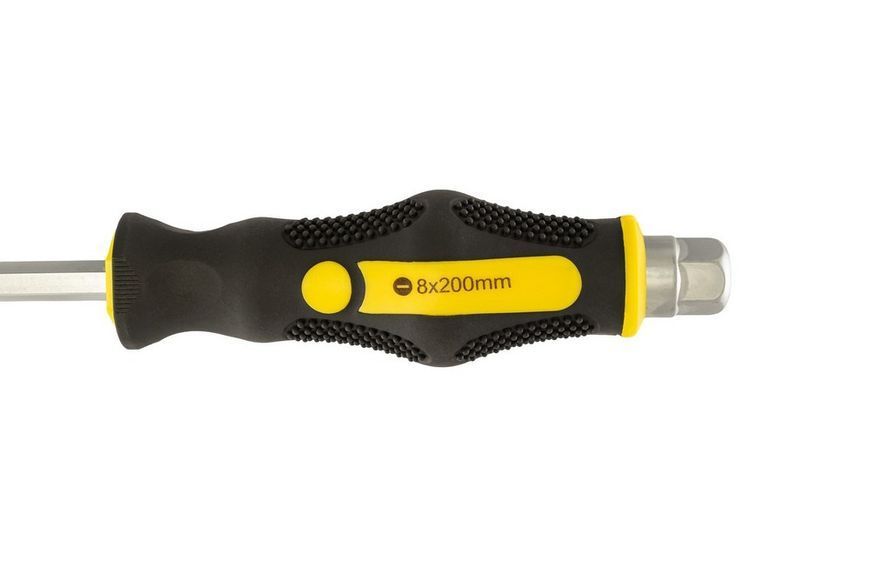 Викрутка ударна шліцева магнітна MASTERTOOL EXTERNAL HEX SL8х200 мм ручка з TPR покриттям 49-6820 31713 фото