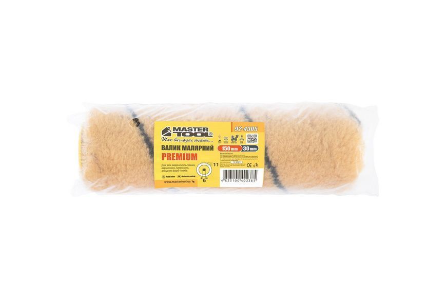 Валик малярський MASTERTOOL Premium 150 x 30 x 11 мм, &Oslash; 6 мм 92-4305 27207 фото