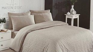 Двоспальний Євро комплект Maison D&rsquo;or Elissa Natural Beige / простирадло на резинці 67310 фото