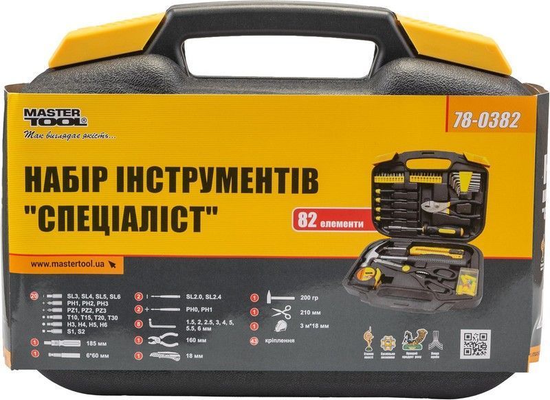 Набір інструменту MASTERTOOL "Спеціаліст" 82 елемента 78-0382 29286 фото