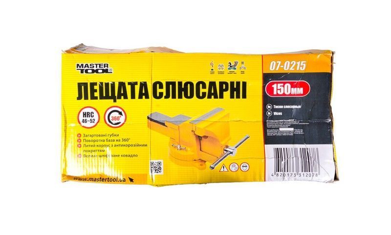 Лещата слюсарні настільні поворотні MASTERTOOL 150 мм з ковадлом 07-0215 26701 фото