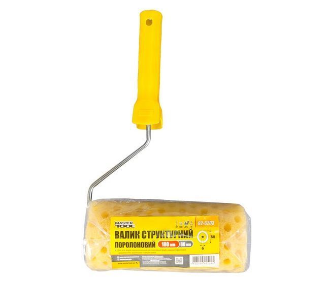 Валик малярський структурний MASTERTOOL Moltopren Decor Peas 180 x 80 x 20 мм, &Oslash; 6 мм з ручкою 92-6203 27229 фото