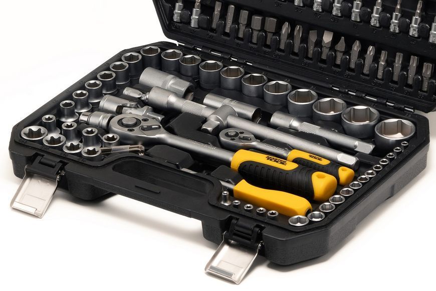 Набір інструментів MASTERTOOL &frac14;"&&frac12;" 108 шт 4-14 мм 10-32 мм CrV кейс з металевими замками 78-5108 25212 фото