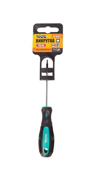 Викрутка магнітна MASTERTOOL TORX T6х75 мм ручка з TPR покриттям 49-0067 29131 фото
