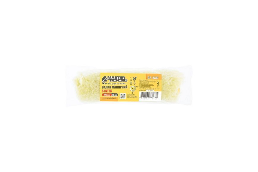 Валик малярський MASTERTOOL Syntex 100 x 15 x 12 мм, &Oslash; 6 мм 92-4101 26476 фото