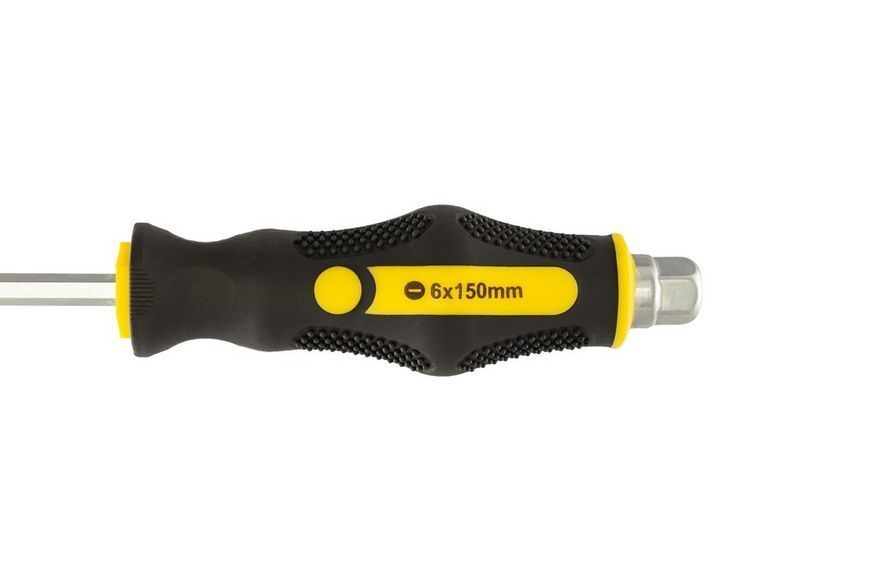 Викрутка ударна шліцева магнітна MASTERTOOL EXTERNAL HEX SL6х150 мм ручка з TPR покриттям 49-6615 31720 фото