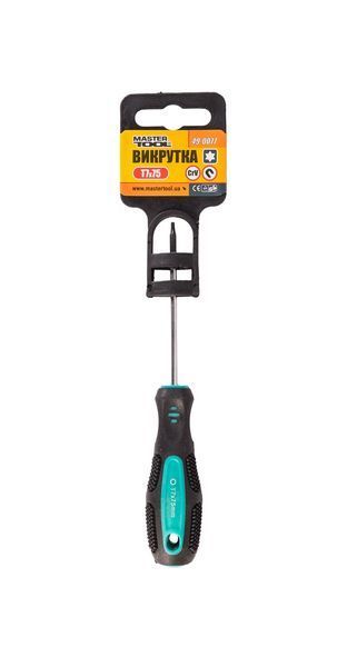 Викрутка магнітна MASTERTOOL TORX T7х75 мм ручка з TPR покриттям 49-0077 29132 фото