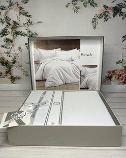 Двоспальний Євро комплект Romeo Home Percale Beyaz Сатин Преміум 68734 фото