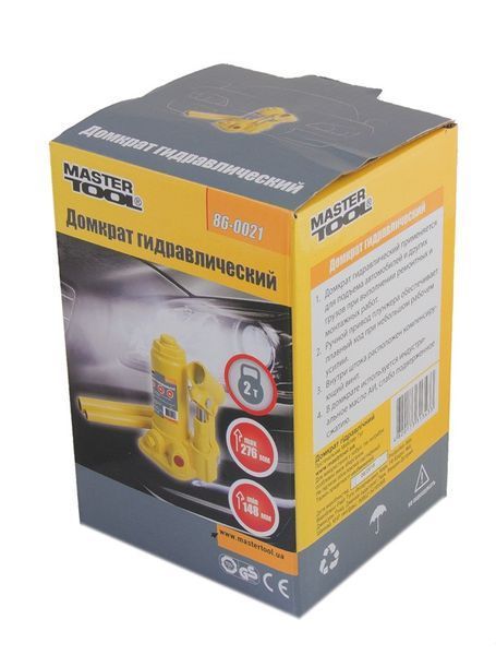 Домкрат гидравлический бутылочный MASTERTOOL 2 т 158-308 мм 86-0021 27878 фото