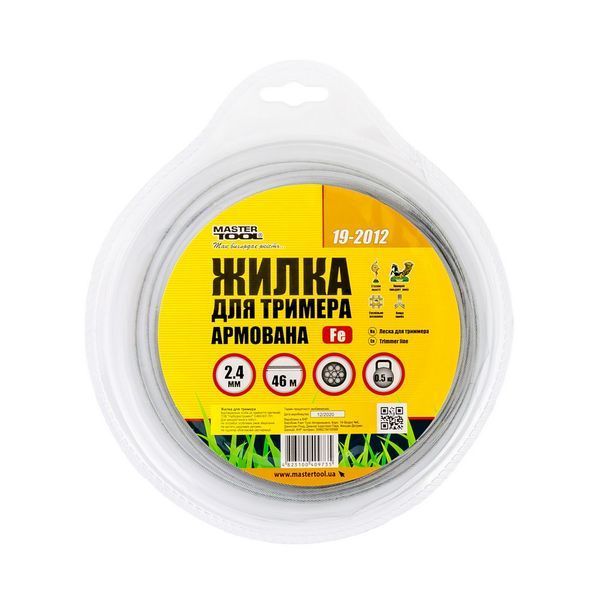 Жилка для тримера MASTERTOOL STEEL CORD зі сталевим сердечником 2.4 мм &times; 46 м 19-2012 29922 фото